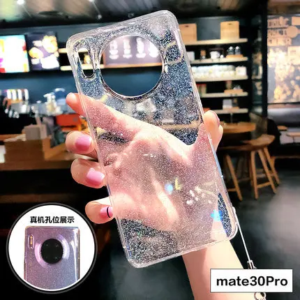 Чехол для мобильного телефона с блестящей пудрой и зыбучим песком подходит для huawei mate20 Pro mate30 mate 30pro прозрачный Звездный силикагель - Цвет: Magic (transparent)