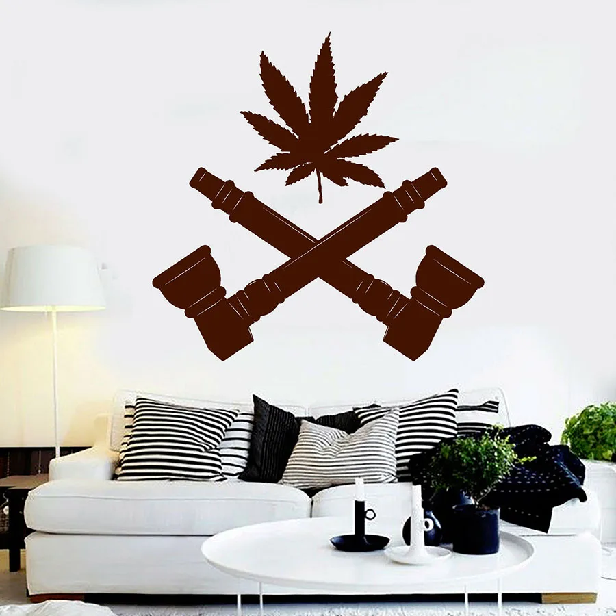 

Hemp Smoke Tube Wall Decal Smoking Hippie Vinyl Window Glass Stickers Man Cave Bedroom Cool Home Decor Removable Mural S1308