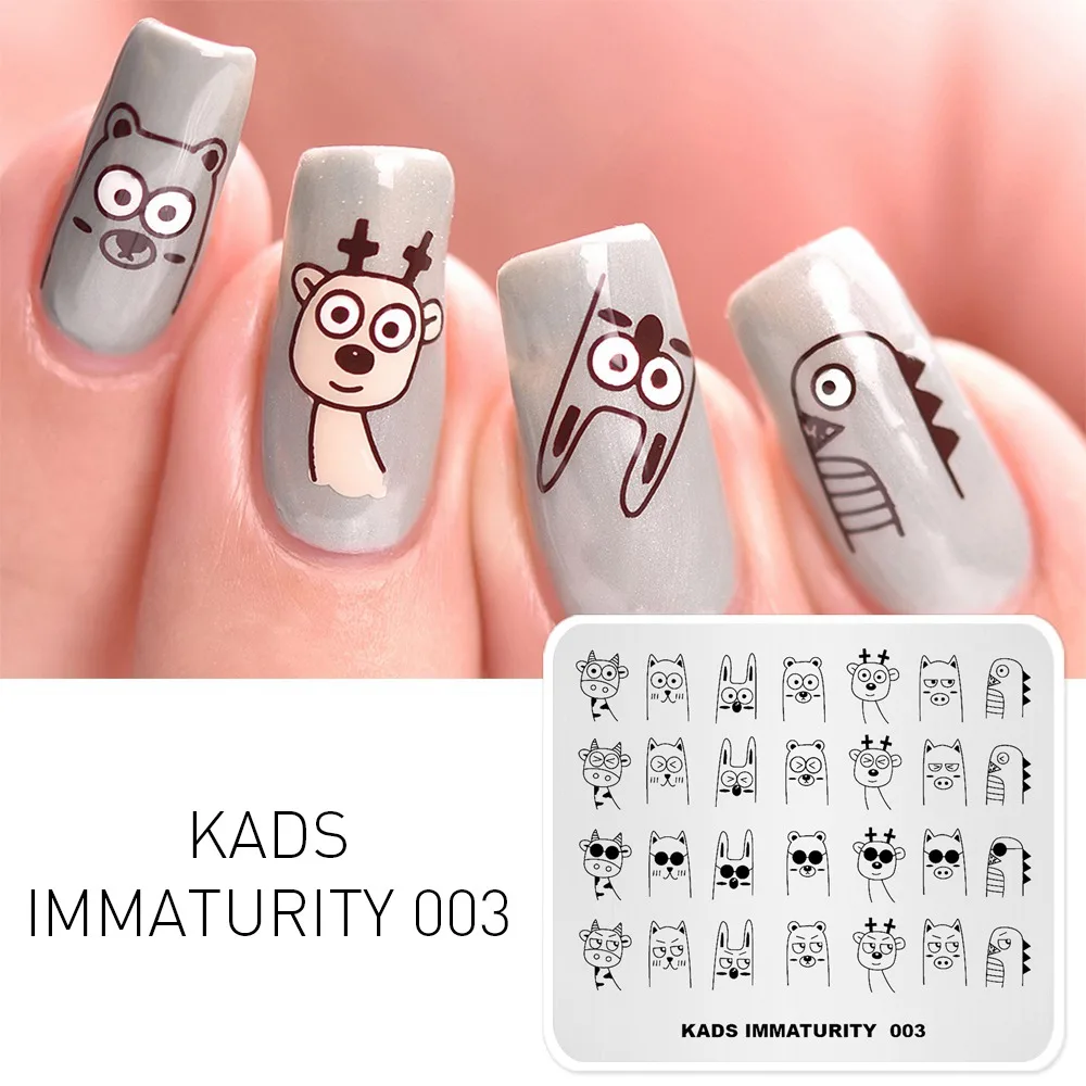 KADS штамповочная пластина для ногтей, серия immatisy, единорог, парк развлечений, оригами, изображение, маникюрный шаблон, трафарет для штамповки ногтей - Цвет: Immaturity 003