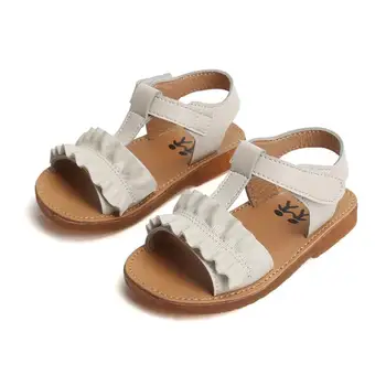 

Kids Sandals 2019 Pink Beige Pure Summer Girls Sandal Ruffles Princess Shoes Anti-Slip Baby Sandal Toddler