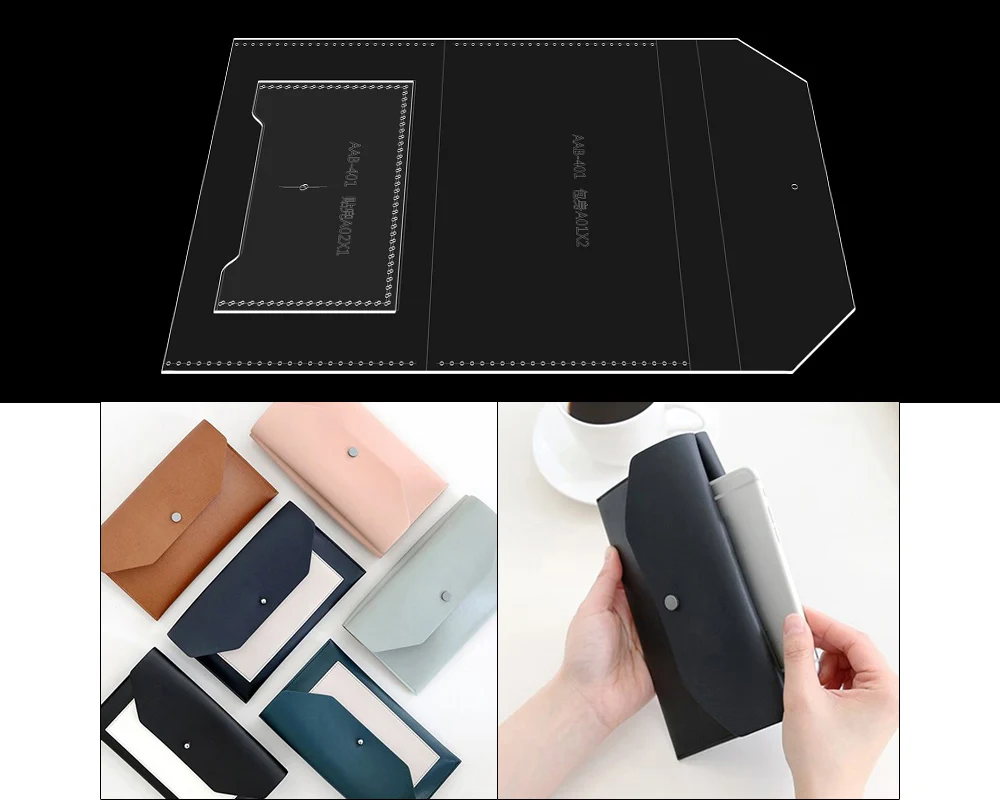 DIY handmade leather wallet mobile phone bag acrylic version type drawing art making paper pattern | Дом и сад