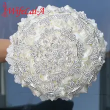 WifeLai-романтическая лента цвета слоновой кости, розы, свадебные цветы, букеты невесты, ручная работа, брошь невесты с бриллиантами, букет de noiva W70b