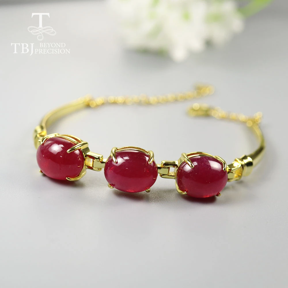 Tbj 15ct Ruby Bracelet Natural Gemstone Oval 10 12mm With 925 Sterling Silver Simple Design Fine Jewelry Nice Gift For Women Bracelets Bangles Aliexpress