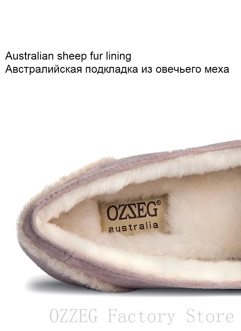 OZZEG/Роскошная брендовая дизайнерская обувь; женские зимние лоферы из натуральной кожи на плоской подошве с австралийским овечьим мехом; женская обувь; цвет розовый, коричневый, серый, кофейный