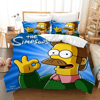 

3D Cartoon Simpsons-Family Duvet Cover with Pillow Cover Bedding Set Cartoon Bed Set for Bedroom Decor Gifts for Family