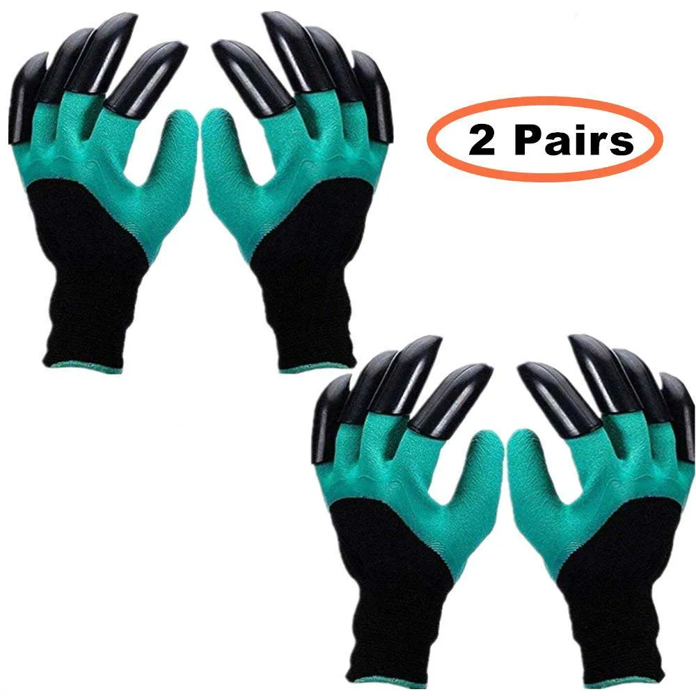 2 Pair Green Садовые Genie перчатки с когтями, водонепроницаемые и дышащие перчатки для копки посадки, лучшие садовые Подарки для женщин и мужчин - Цвет: 2 Pair Green