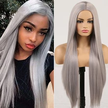 Aliexpress - Soft Machine Made Gray Hair Cosplay Wigs for Women Girls Glueless Synthetic Wigs Heat Resistant Fiber Hair No Lace Wig