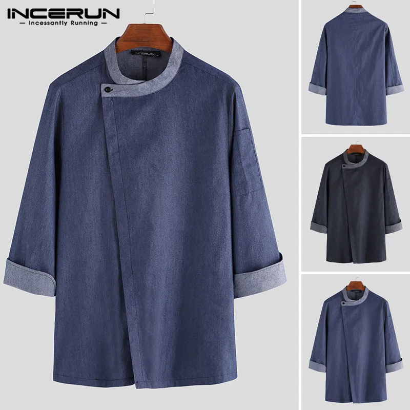 

Men Women Chef Uniform Catering 3/4 Sleeve Patchwork Food Service Restaurant Kitchen Unisex Shirts Chef Jackets S-5XL INCERUN
