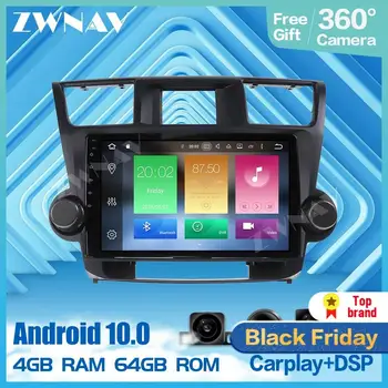 

360 Camera 9 Inch Android 10 Multimedia player For Toyota Highlander 2009 2010 2011 2012 2013 radio audio stereo GPS head unit