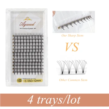 

AGUUD 4 trays/lot Sharp Stem Premade Volume Fans Lash Russian Volume Professional Eyelash Extensions C D Curl Volume Lash Cilia