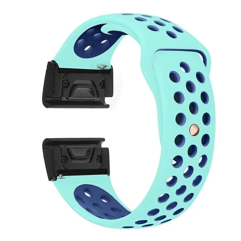 Двухцветный силиконовый ремешок для наручных часов, сменный ремешок для Garmin Fenix 6 6X 6X Pro 6 Pro 6S 6S Pro Sport Smart Watch Bracelet - Цвет: duck blue