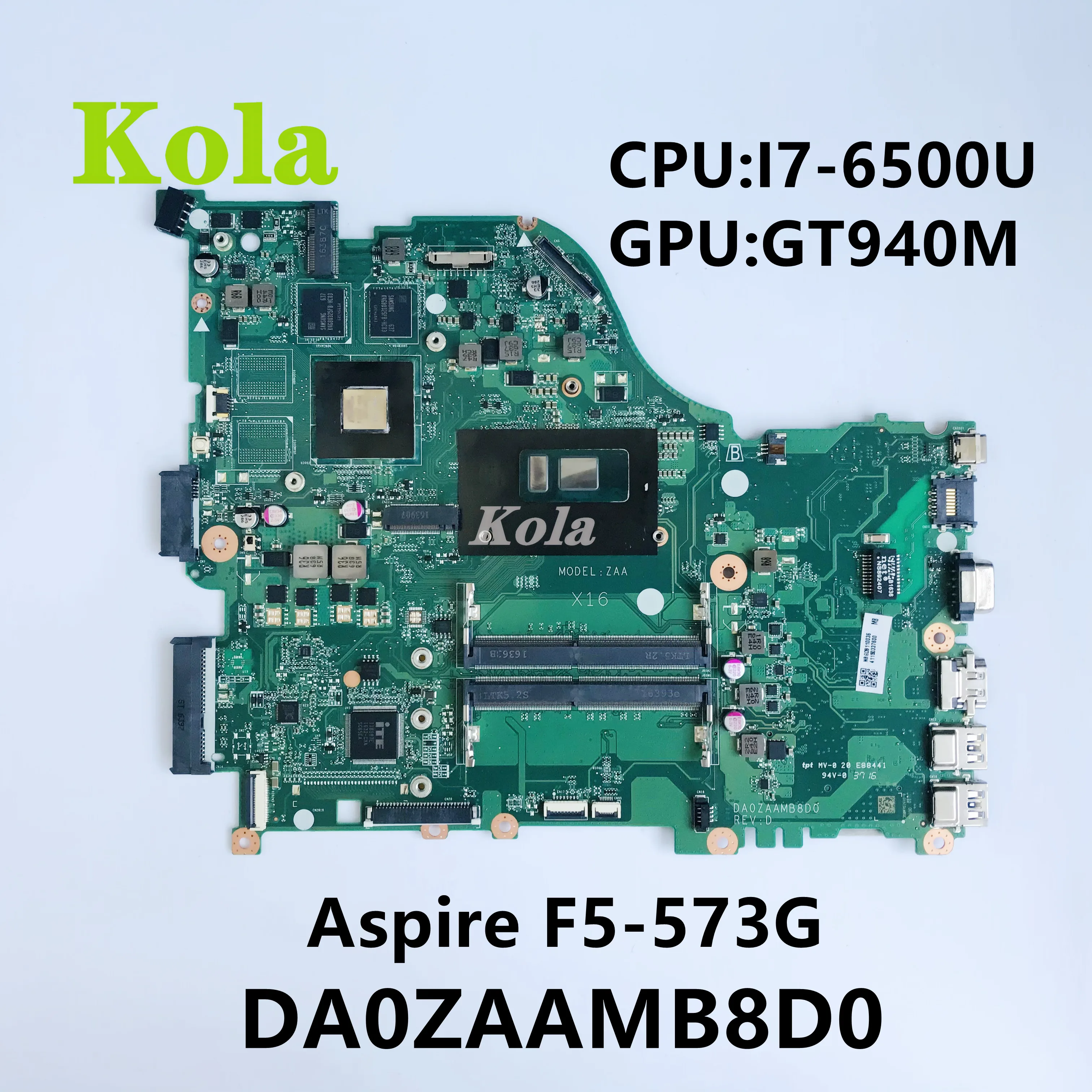 Оригинальный для ноутбука ACER aspire F5-573 Материнская плата F5-573G с I7-6500U DA0ZAAMB8D0 NBGDH11006 100%