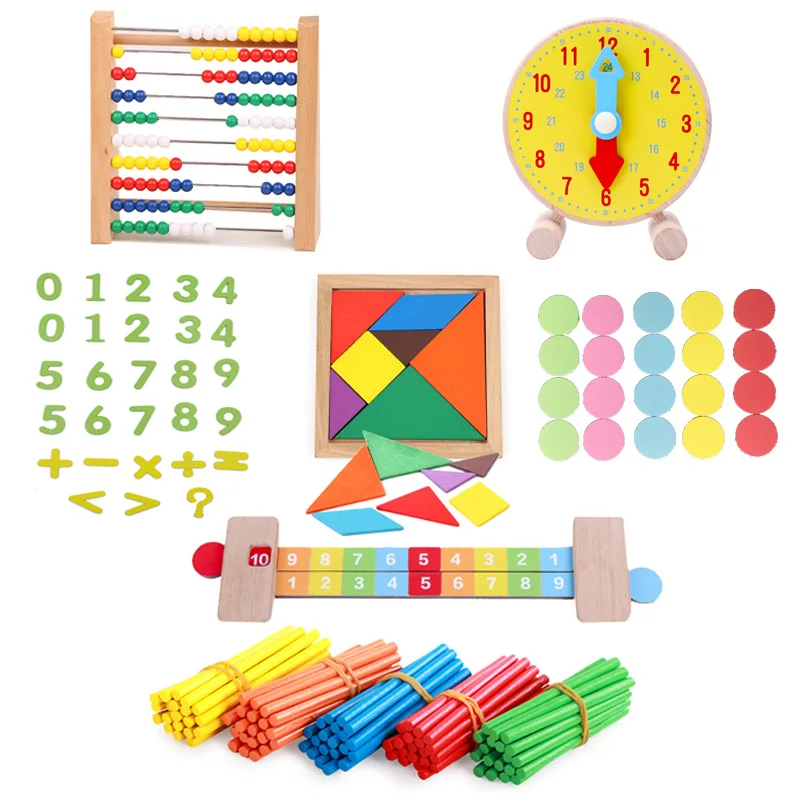 Дошкольная деревянная детская игрушка maty набор игрушек Часы abacus Tangram