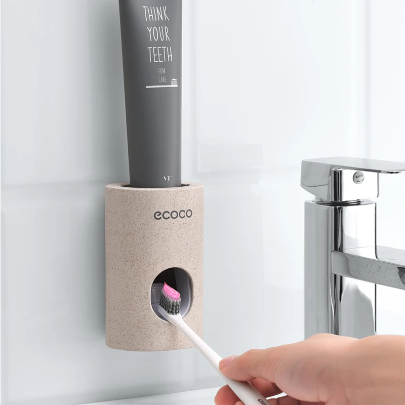 

Wall Mounted Automatic Toothpaste Dispenser Bathroom Wall Hanger Dust Proof Toothpaste Squeezer straw Toothpaste Organizer
