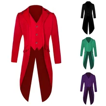 Мужской винтажный костюм куртка для бега длинная спортивная куртка мужская стимпанк Ретро фрак однобортный викторианское платье пальто Косплей