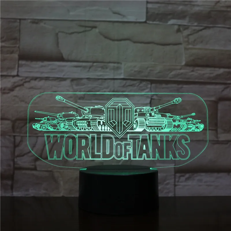 World Tank Car 3D ночник Иллюзия 3D лампа светодиодный 7 цветов changingTouch Настольная лампа для детского подарка на день рождения 1844