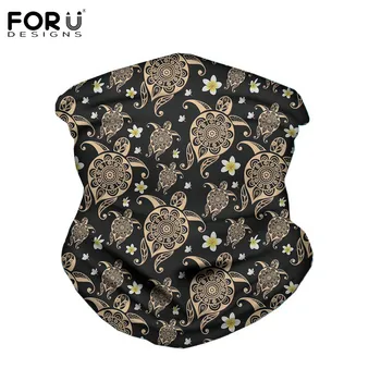 

FORUDESINGS Sea Turtle Tribal Hawaiian Design Womem's High Elastique Multi Use Face Scarfs Make Headwears Balaclava Bandanas