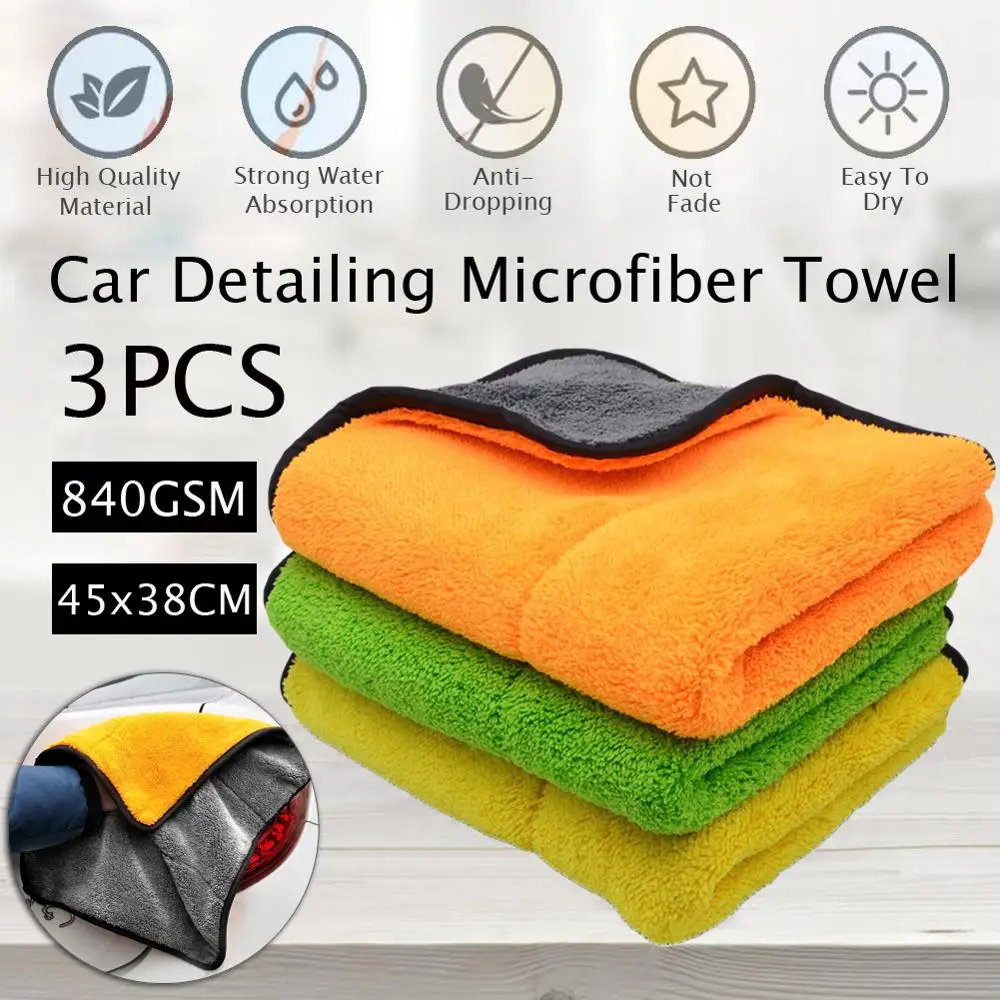 Panos de Limpeza do Carro Secagem de Toalhas de Microfibra de Pelúcia Pces Lavagem Automática Polimento Detalhando 3 45x38cm