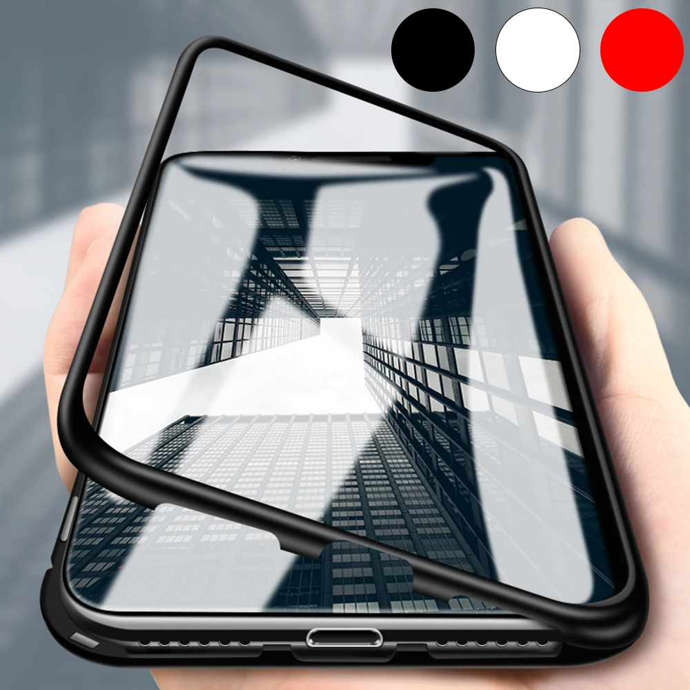 

Case For iphone XS MAX Folio Hard bumper i X XR on aiphone Magnetic Adsorption Metal Phone Luxury Transparent Cover Coqu sx rx