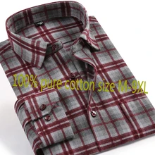 Новое поступление, осенняя мужская рубашка с длинными рукавами, повседневные рубашки из чистого хлопка, клетчатая плотная фланелевая рубашка больших размеров, M-4XL5XL6XL7XL8XL9XL 39-49