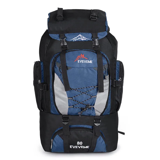 Функциональный 100л водонепроницаемый нейлоновый походный рюкзак большой емкости тактический рюкзак для путешествий Профессиональный уличный спортивный мужской рюкзак - Цвет: 80L dark blue