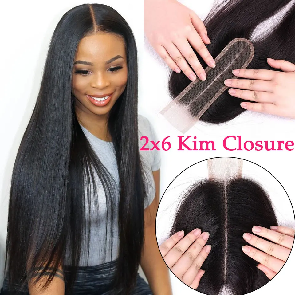 Kim K 2x6 Lace Closure Brazilian Body Wave Closure Middle Part Straight