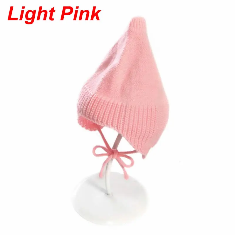 Light Pink Детская шапка для малышей; зимняя теплая шапка; Хлопковые вязаные шапки для новорожденных; шапочка для маленьких девочек - Color: Light Pink