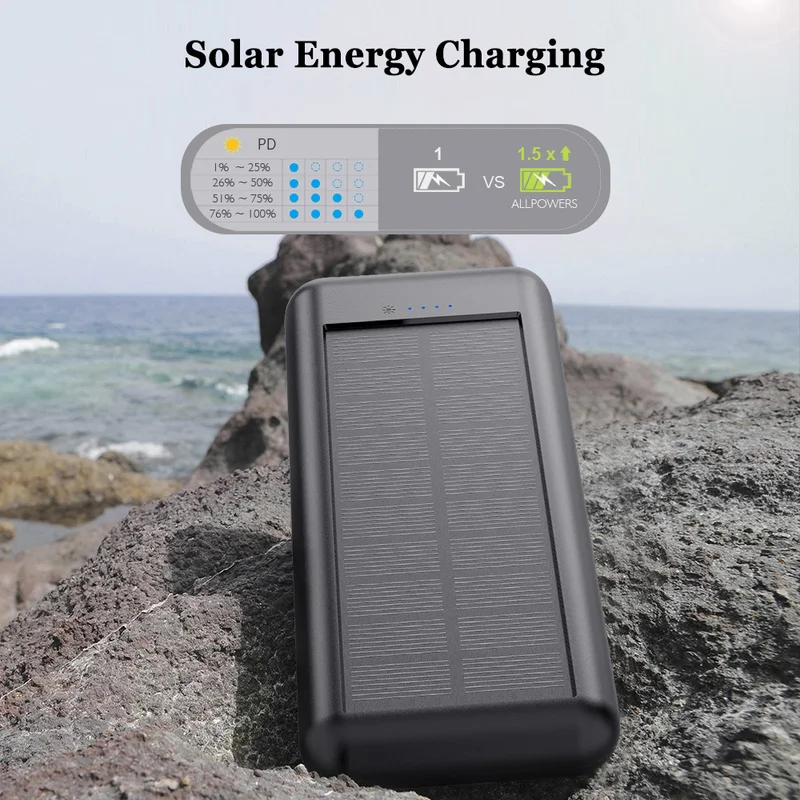 

30000mAh Qi Wireless Power Bank Solar Waterproof External Battery Wireless Powerbank 4 USB Output 12V1.5A Fast Charger Poverbank