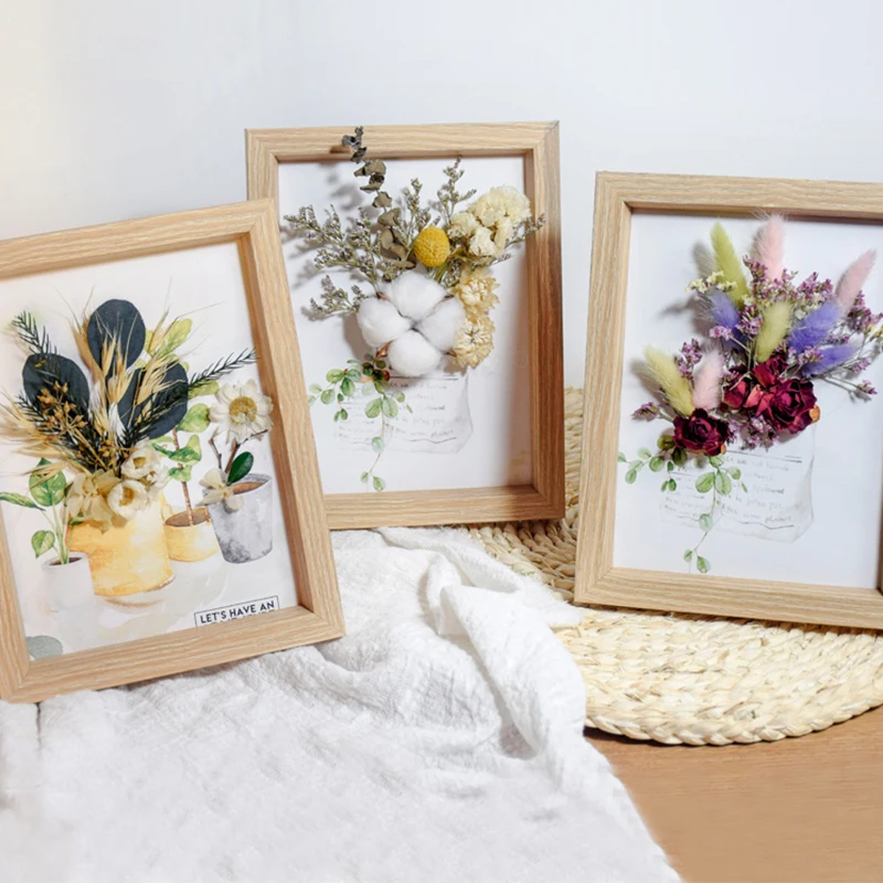 

Nordic Ins Simulation Flower Photo Frame Small Ornaments 3D Dried Flowers Home Frame Decoration Plant Specimen Wall Hanging