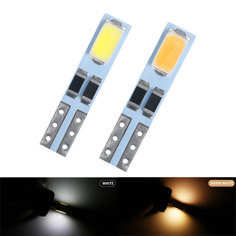 

1PC T5 Led Bulb W3W W1.2W 5630 Canbus Car Interior Lights Dashboard Warming Indicator Wedge Auto Instrument Lamp White 6000K 12V