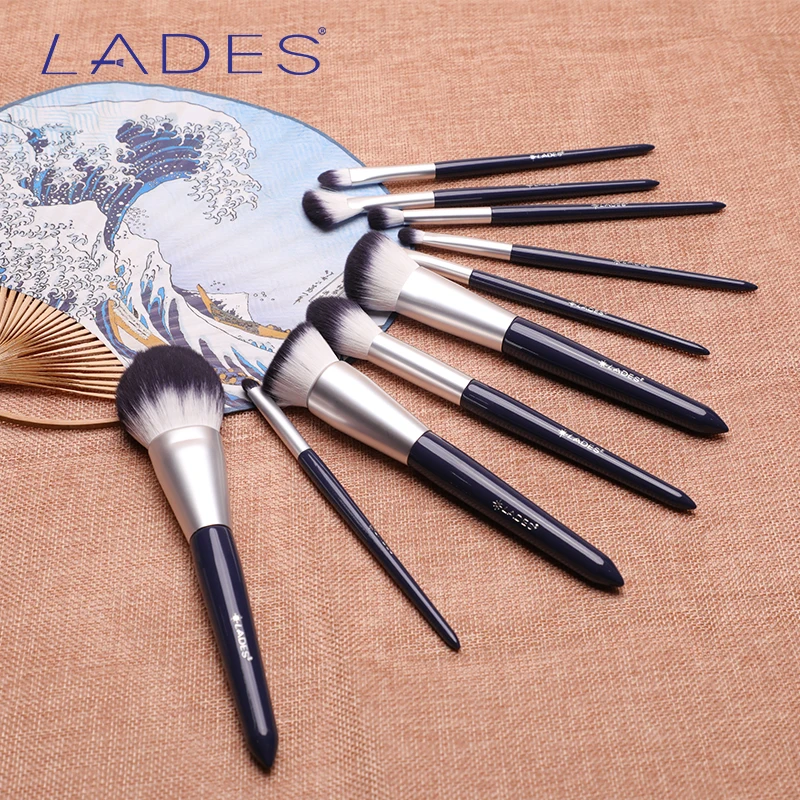 LADES 10PCS Makeup Brushes Sets Powder Blusher Foundation Make up Brush Blending Eyeshadow Blue Beauty Tools With Pouch - Fashion & Beauty | Naoomi.com