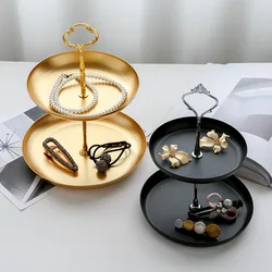 Gold Iron Art Jewelry Rack Jewelry Multilayer Storage Rack Necklace Sundry Table Rack Nordic INS Fruit Dessert Plate