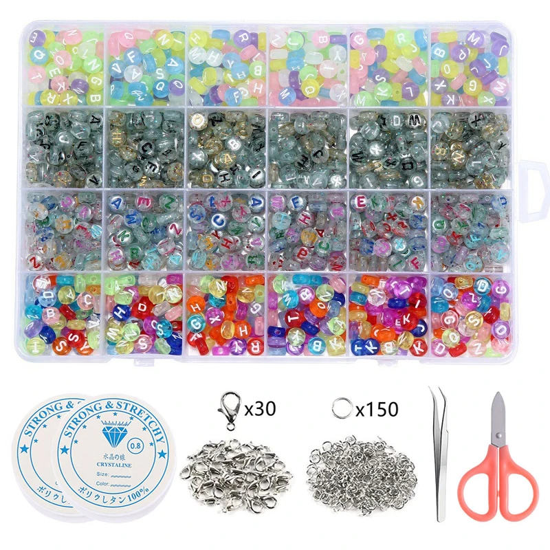 Pony beads 6MM Letter beads Kits 1050 pcs to Make Bracelets