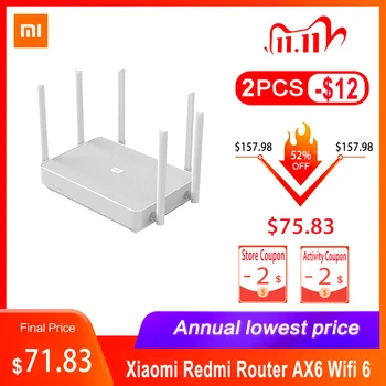 

Xiaomi Redmi Router AX6 Router Dual Bands 2.4G/5.0G WiFi 6 Antennas Support 248 MAX Terminal Devices Connection Gigabit Version