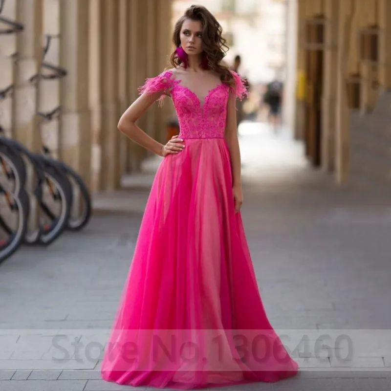 

2020 Spring New Fashion Evening Dress Fuchsia Prom Dress Cap Sleeve Button Back Floor Length Formal robe de soiree