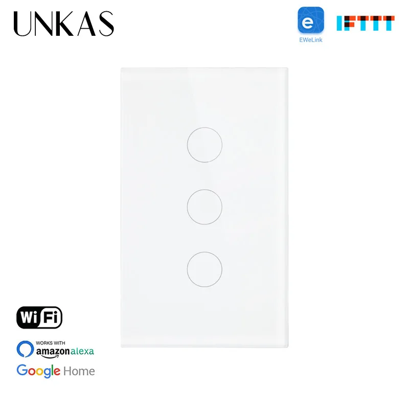 Выключатель настенный сенсорный Wi Fi 3 клавиши 1 канал|Выключатели| |