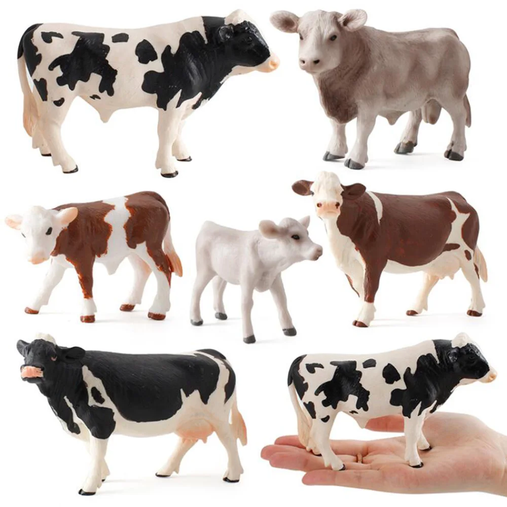 Mini Kartun Simulasi Model Hewan Angka Farm Kids Mainan Holstein Sapi Betis Banteng Sapi Peternakan Sapi Solid Unggas Mainan Ornamen Aksi Figur AliExpress