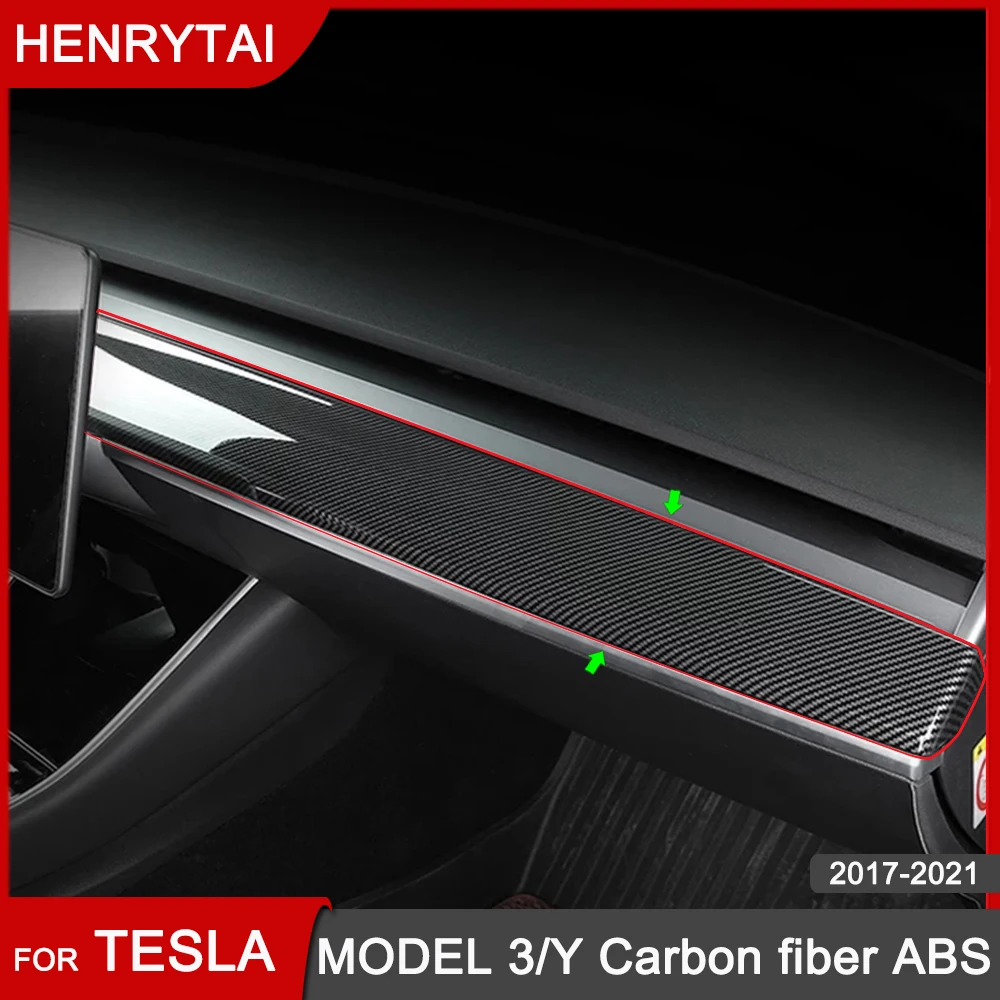 Новинка Tesla углеродное волокно ABS Автомобильная центральная консоль отделка