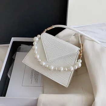 

Stone Pattern Pearl Shoulder Bag Design PU Leather Crossbody Bags For Women 2020 Elegant Shoulder Handbags Female Cross Body Bag