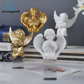 

Strongwell Angel Baby Sculpture Glass Miniature Figurines Statue Home Decoration Accessories Living Room Wedding Decor Gifts