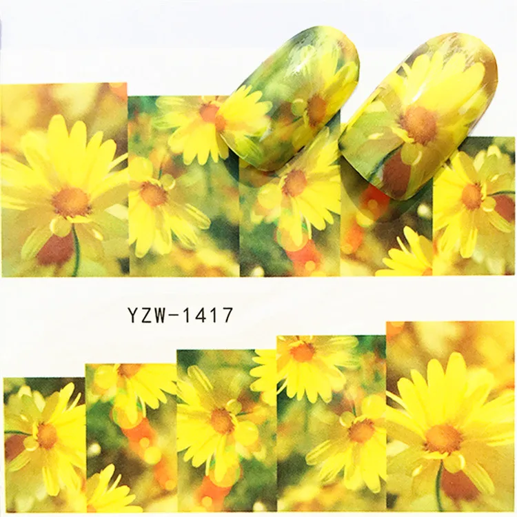 1 шт полный стикер для ногтей s цветы растения вода наклейка кошка растение шаблон 3D Маникюр Стикер дизайн ногтей украшение m2N63