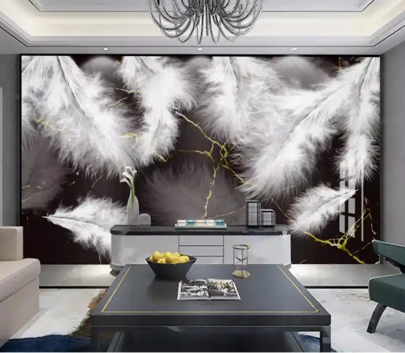 Europaischen Stil Tapete Feder Schwarz Gold Marmoriert Tv Hintergrund 3d Wand Wand Papers Home Decor Moderne Aliexpress