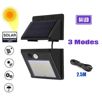 

Upgraded Solar LED light Solar Powered 64/30 LEDs Four Modes Waterproof PIR Motion Sensor Lamp Outdoor Fence Garden Path Wall Li