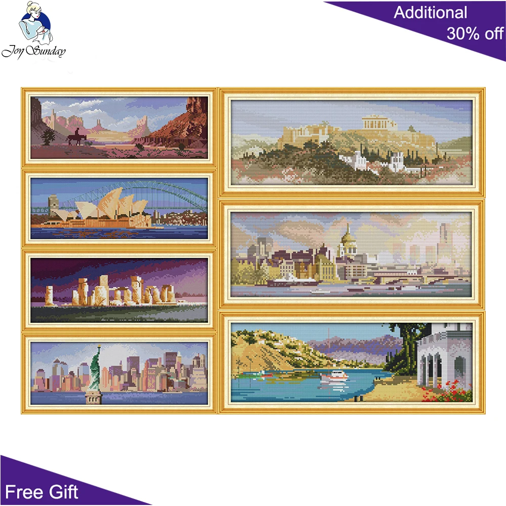 Porto Del Mar Mediterraneo Grand Cannon West Atene Acropoli Opera House Inghilterra Stonehenge London Statue Liberty Kit Punto Croce