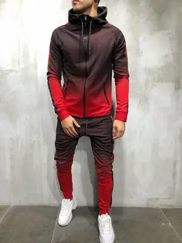 

Men Tracksuit Sets Hoodie Sweatsuit Pants Slim Fit Gradient Joggers Suit Autumn