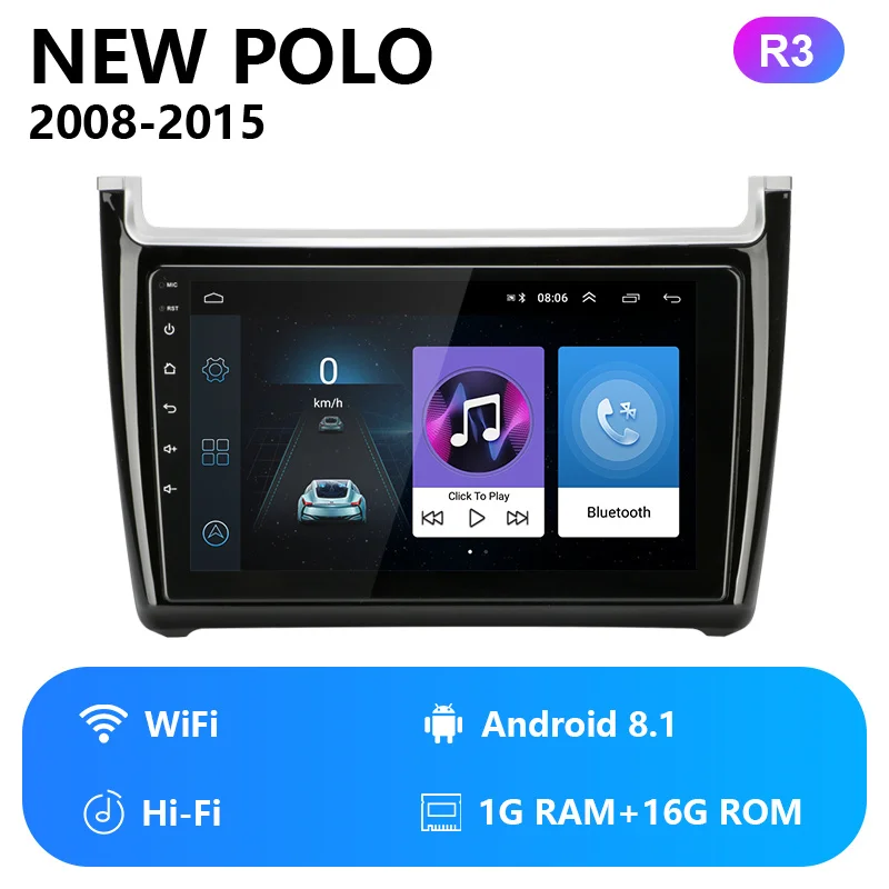 WiFi HiFi " 2 Din 2+ 32 ГБ Android сенсорный экран автомобиля радио gps навигация Авто аудио стерео плеер для Volkswagen Polo AHD RDS+ DSP FM/AM - Цвет: WiFi HiFi