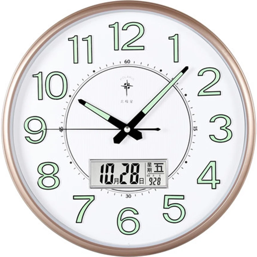 

Calendar Plastic Quartz Glass Wall Clock Luminous Silent Digital Wall Clock Mordern Design Zegar Clocks Wall Home Decor 60C0001