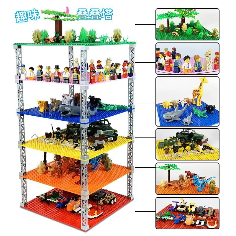 

Double-sided Base Plate Figure Display Box Minifigs House Show Case&Figures Bracket MOC Set Building Blocks Toys for Children