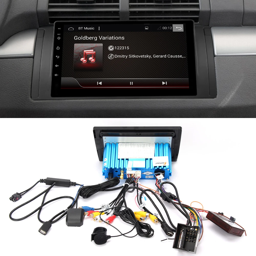 Perfect Eunavi Android 9.0 4G Car DVD PLAYER For BMW X5 E53 E39 GPS stereo audio navigation multimedia screen head unit PX6 with HDMI 1