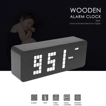 

Original Wooden Upgrade LED Alarm Clocks Despertador Temperature Sounds Control LED Display Desktop Digital Table Clocks